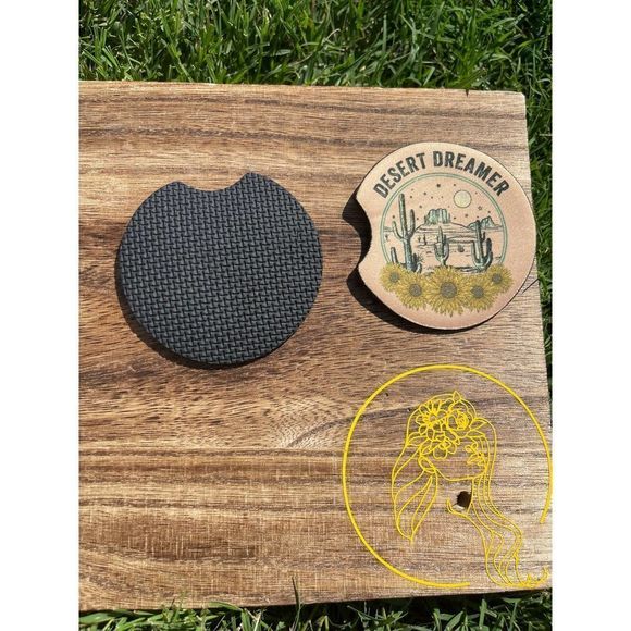 Desert Dreamer Cactus & Sunflower Car Coasters 2 Pack | Car Accessories - Picture 3 of 9